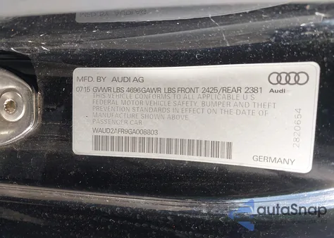 2016 Audi A5 2.0T Premium z USA, uszkodzony, nr VIN WAUD2AFR9GA008803